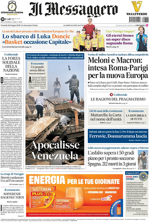Il Messaggero prima pagina