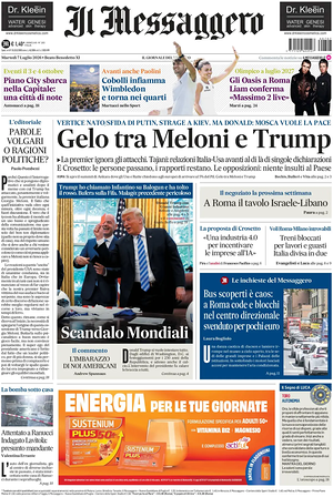 Prima pagina Il Messaggero di oggi - Quotidiano nazionale