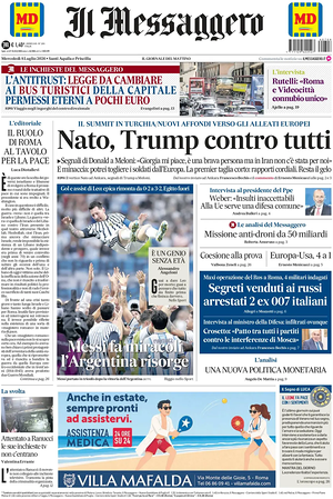 Prima pagina Il Messaggero di oggi - Quotidiano nazionale