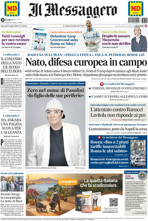 Prima pagina Il Messaggero di oggi - Quotidiano nazionale