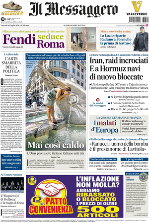 Prima pagina Il Messaggero di oggi - Quotidiano nazionale