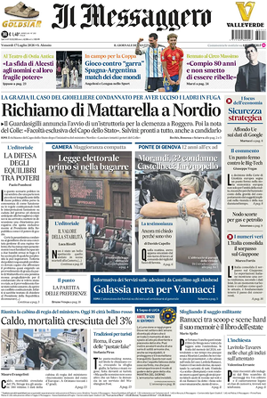 Il Messaggero prima pagina