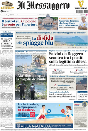 Il Messaggero prima pagina