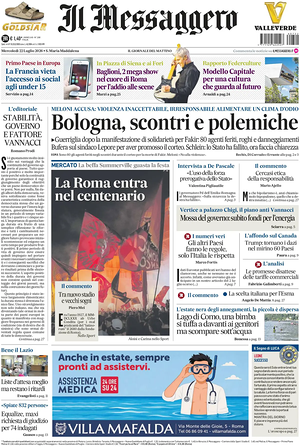 Il Messaggero prima pagina