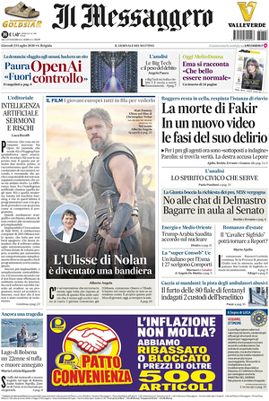 Prima pagina Il Messaggero di oggi - Quotidiano nazionale