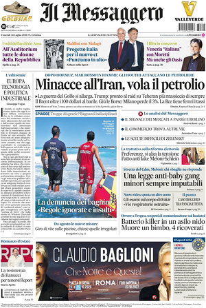 Prima pagina Il Messaggero di oggi - Quotidiano nazionale