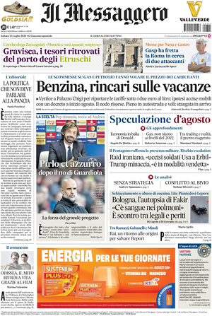 Prima pagina Il Messaggero di oggi - Quotidiano nazionale