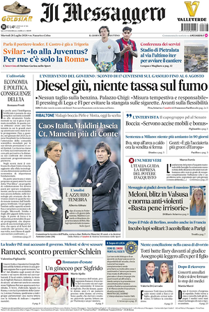 Prima pagina Il Messaggero di oggi - Quotidiano nazionale