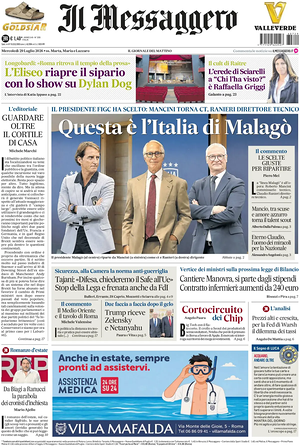 Prima pagina Il Messaggero di oggi - Quotidiano nazionale