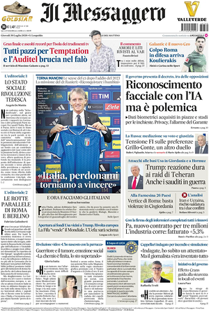 Prima pagina Il Messaggero di oggi - Quotidiano nazionale
