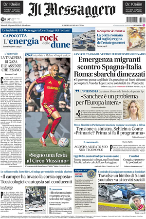 Prima pagina Il Messaggero di oggi - Quotidiano nazionale
