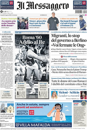 Prima pagina Il Messaggero di oggi - Quotidiano nazionale