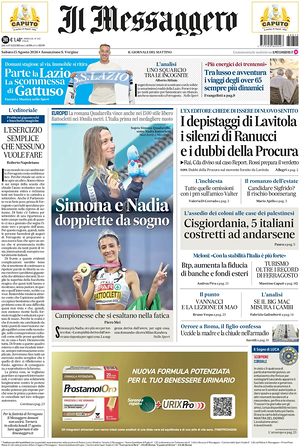 Prima pagina Il Messaggero di oggi - Quotidiano nazionale