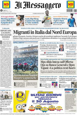 Prima pagina Il Messaggero di oggi - Quotidiano nazionale