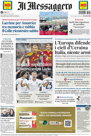 Prima pagina Il Messaggero di oggi - Quotidiano nazionale