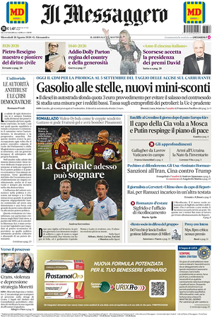 Prima pagina Il Messaggero di oggi - Quotidiano nazionale