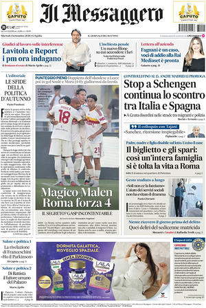 Il Messaggero prima pagina