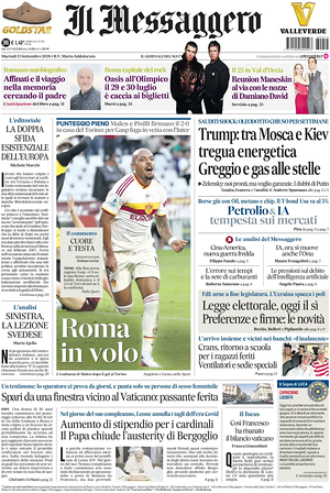 Prima pagina Il Messaggero di oggi - Quotidiano nazionale