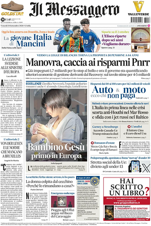 Prima pagina Il Messaggero di oggi - Quotidiano nazionale