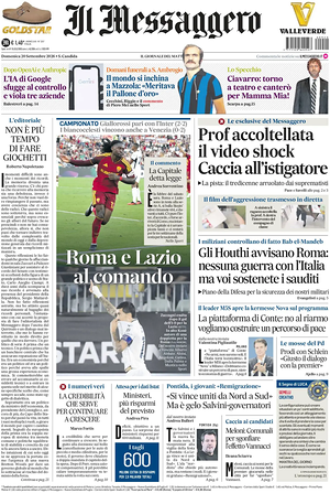 Prima pagina Il Messaggero di oggi - Quotidiano nazionale