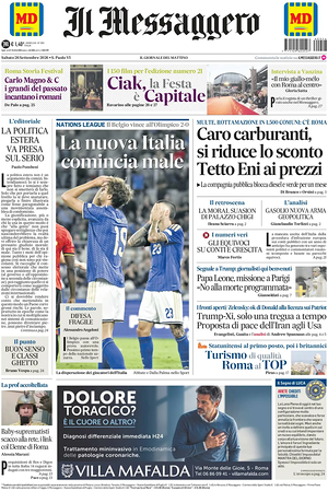 Prima pagina Il Messaggero di oggi - Quotidiano nazionale