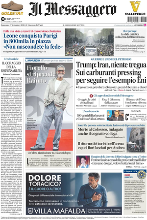 Prima pagina Il Messaggero di oggi - Quotidiano nazionale