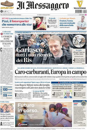 Prima pagina Il Messaggero di oggi - Quotidiano nazionale