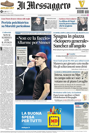 Prima pagina Il Messaggero di oggi - Quotidiano nazionale
