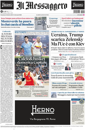 Prima pagina Il Messaggero di oggi - Quotidiano nazionale