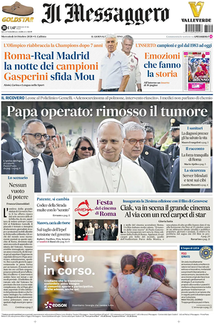 Prima pagina Il Messaggero di oggi - Quotidiano nazionale