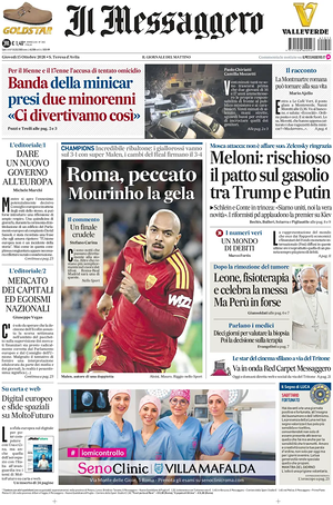 Prima pagina Il Messaggero di oggi - Quotidiano nazionale