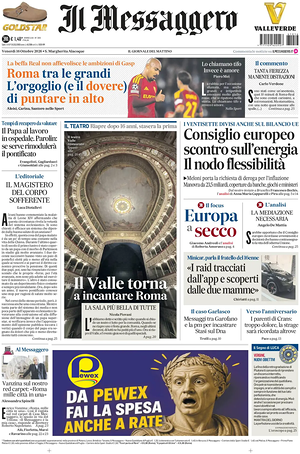 Prima pagina Il Messaggero di oggi - Quotidiano nazionale