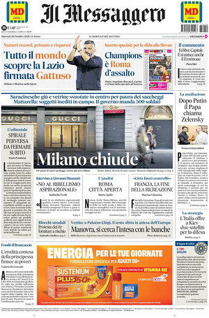 Prima pagina Il Messaggero di oggi - Quotidiano nazionale