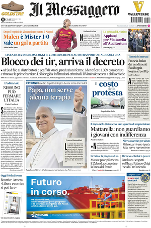 Prima pagina Il Messaggero di oggi - Quotidiano nazionale