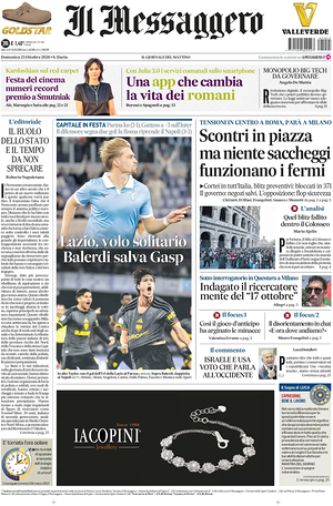 Prima pagina Il Messaggero di oggi - Quotidiano nazionale