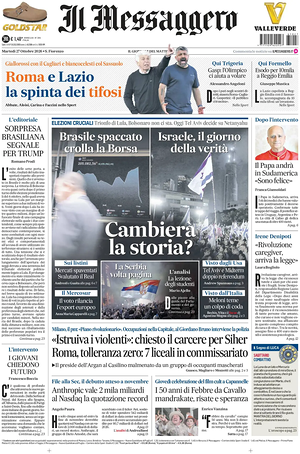 Prima pagina Il Messaggero di oggi - Quotidiano nazionale