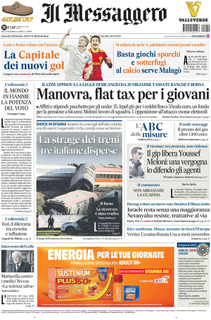 Prima pagina Il Messaggero di oggi - Quotidiano nazionale