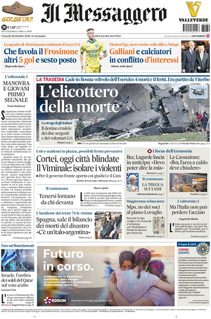 Prima pagina Il Messaggero di oggi - Quotidiano nazionale