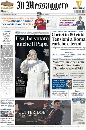 Prima pagina Il Messaggero di oggi - Quotidiano nazionale