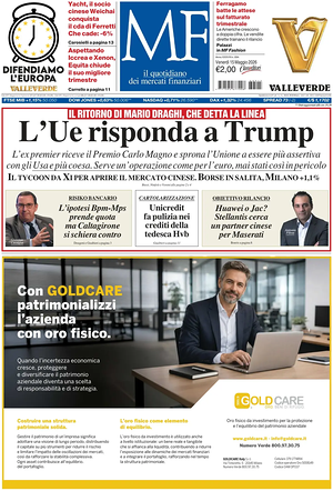 Prima pagina MF Milano Finanza di oggi - Quotidiano finanza