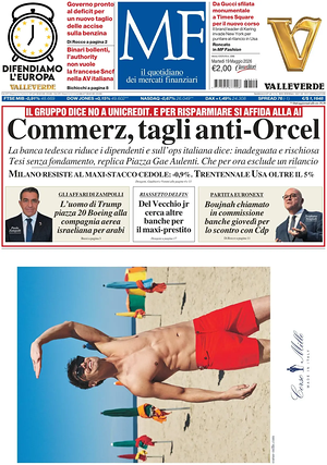 Prima pagina MF Milano Finanza di oggi - Quotidiano finanza
