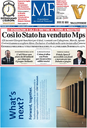Prima pagina MF Milano Finanza di oggi - Quotidiano finanza