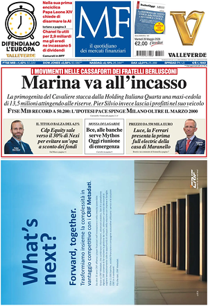 Prima pagina MF Milano Finanza di oggi - Quotidiano finanza
