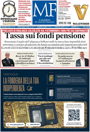 Prima pagina MF Milano Finanza di oggi - Quotidiano finanza