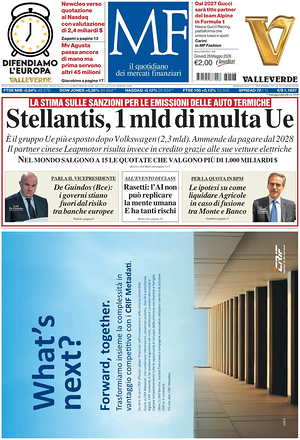 Prima pagina MF Milano Finanza di oggi - Quotidiano finanza