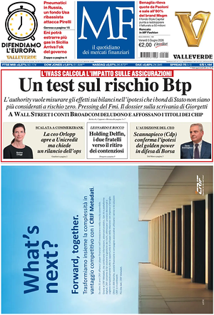 Prima pagina MF Milano Finanza di oggi - Quotidiano finanza