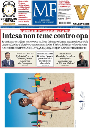 Prima pagina MF Milano Finanza di oggi - Quotidiano finanza