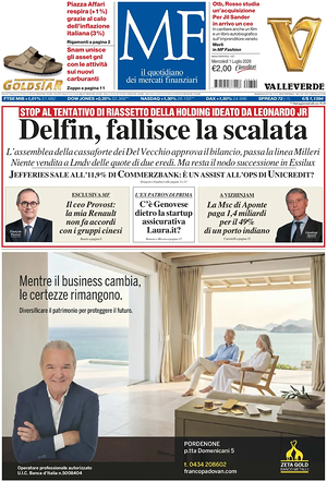 Prima pagina MF Milano Finanza di oggi - Quotidiano finanza