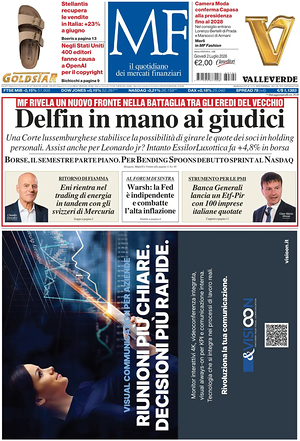 Prima pagina MF Milano Finanza di oggi - Quotidiano finanza