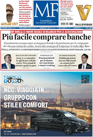 Prima pagina MF Milano Finanza di oggi - Quotidiano finanza